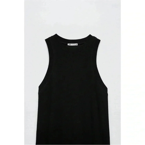 NWT Zara Black Midi Ribbed Dress - Picture 4 of 7